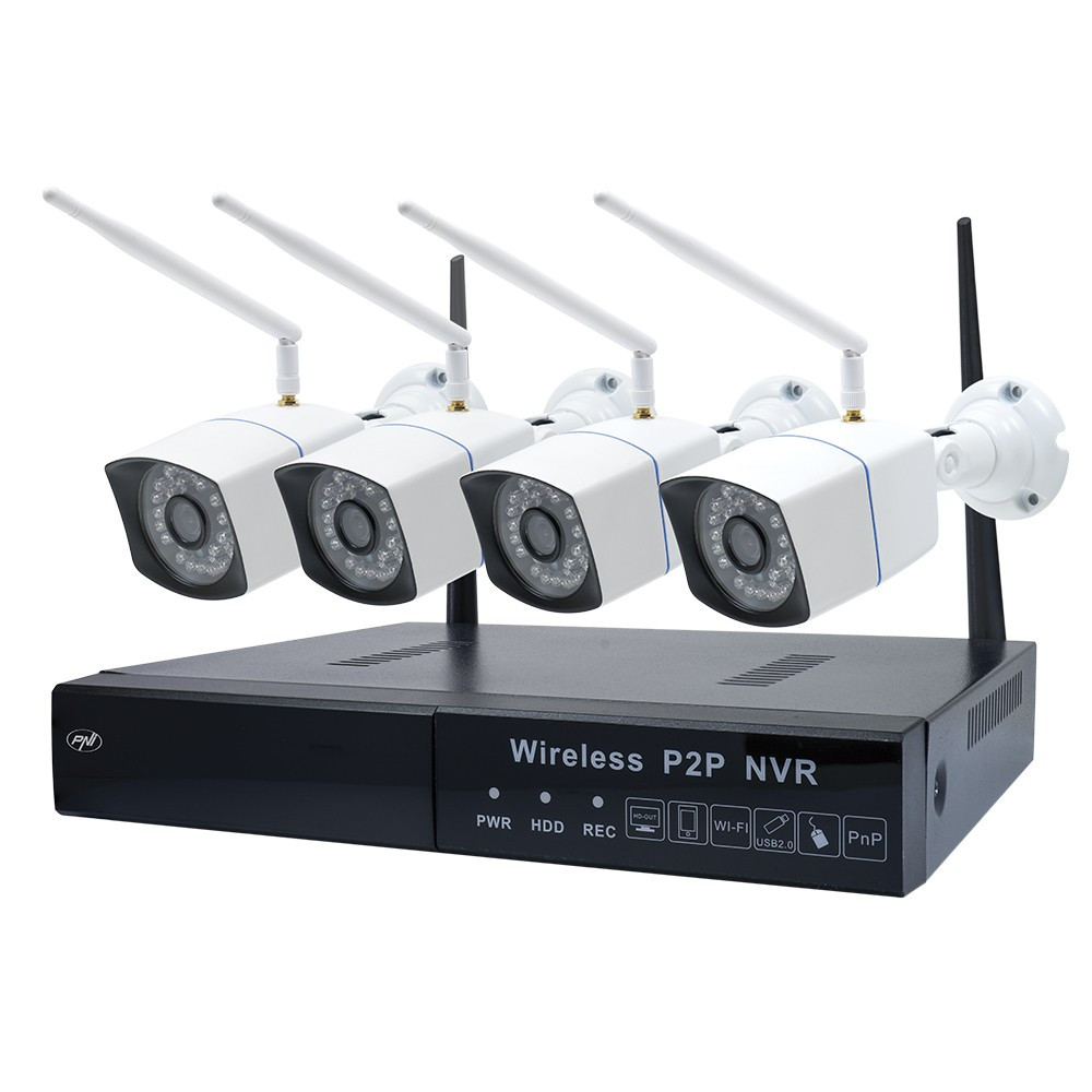 Resigilat : Kit supraveghere video PNI House WiFi550 NVR 8 canale 1080P si  4 camer | Okazii.ro