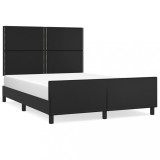 Cumpara ieftin Cadru de pat cu tablie, negru, 140x190 cm, piele ecologica