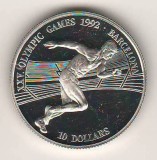 SV * Insula Cook 10 DOLLARS 1990 * J. O. Barcelona 1992 * ATLETISM * UNC, America Centrala si de Sud, Argint