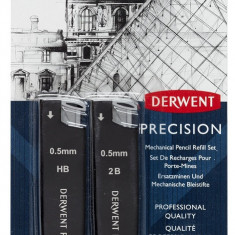 Rezerva Mine Si Radiere Derwent Professional, Pentru Creion Mecanic, Hb/2b 0.5 Mm, 30 Buc/set, Negru