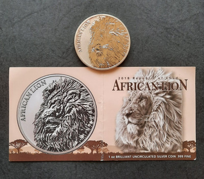 Lingou argint 999 &amp;quot;African Lion&amp;quot;, Ciad 2018, BU - B 4627 foto