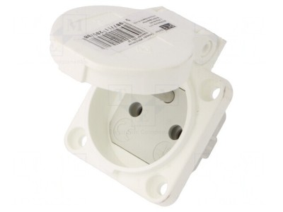 Conector de alimentare AC 2P+PE 250V 16A Alb foto