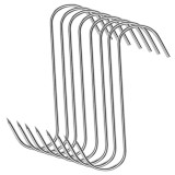 Cumpara ieftin Set 8 carlige pentru afumatoare, argintii 14.5 cm, grosime 2.8 mm, inox rezistent forma S cu varf ascutit, pentru suspendarea carnii, macelarie si mat