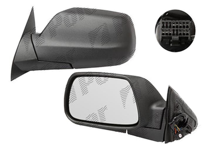 Oglinda exterioara Jeep Grand Cherokee (Wh), 01.2005-07.2010, partea Dreapta, culoare sticla crom, sticla convexa, cu carcasa neagra, cu incalzire, a