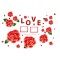 Sticker decorativ, Trandafiri rosii cu 2 rame foto, 120 cm, 1446ST