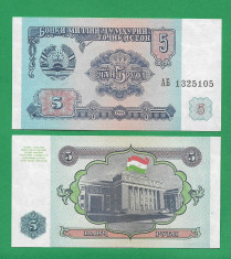 = TADJIKISTAN - 5 RUBLE - 1994 - UNC = foto