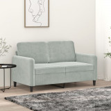 Gossi canapea cu 2 locuri, gri deschis, 120 cm, catifea
