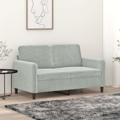 Gossi canapea cu 2 locuri, gri deschis, 120 cm, catifea foto
