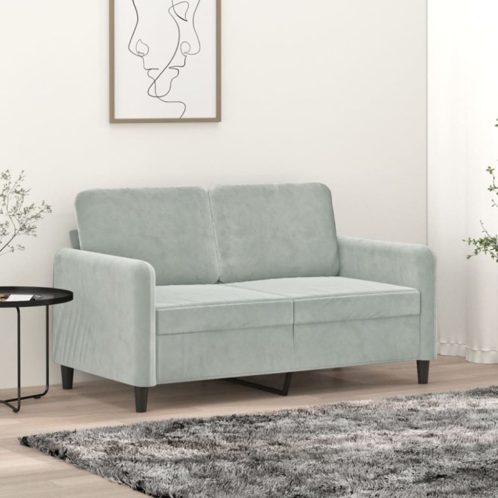 Gossi canapea cu 2 locuri, gri deschis, 120 cm, catifea