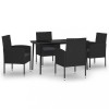Set de servit masa pentru gradina, 5 piese, negru