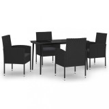 Set de servit masa pentru gradina, 5 piese, negru
