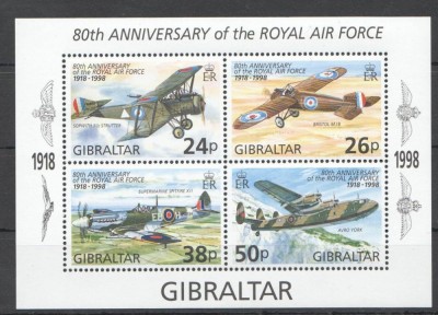 Gibraltar, avioane, aviatie, 1998, transporturi, bloc, MNH foto