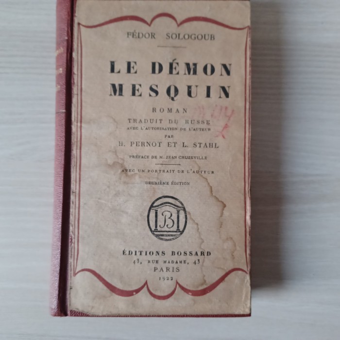 Carte rara in limba franceza Le Demon Mesquin, 1922