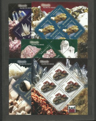 Romania MNH 2010 - LP 1865 b - Minerale flori de mina - minicoli cu manseta foto