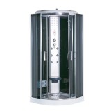 Cabina dus hidromasaj 80x80cm Vital Black, sticla securizata 5mm, profile crom mat, aluminiu, iluminare, radio, Cook&amp;Lewis