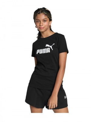 Tricou cu maneca scurta pentru fete PUMA Ess Logo Tee G, negru, L - OUTLET foto