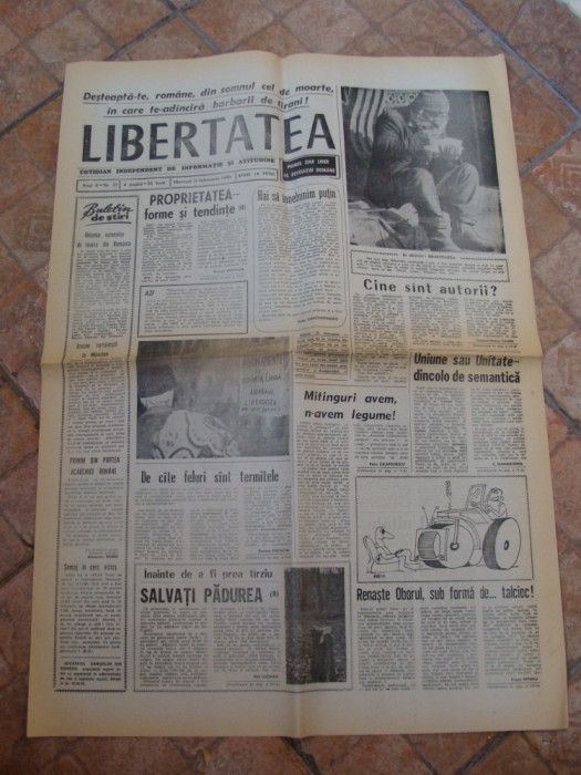 ziarul libertatea - 21 februarie 1990