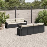Cumpara ieftin Gossi set mobilier de gradina cu perne, 9 piese, negru, poliratan