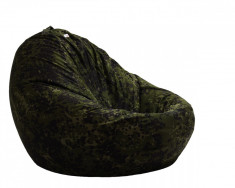 Fotoliu Puf tip Sac Nirvana Grande - Army Camouflage (Gama Premium) umplut cu perle polistiren foto