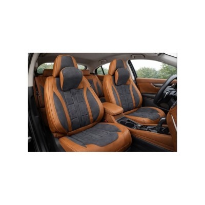 Huse scaune auto universale fractionate 9D fata si spate maro gri antracit Cod: HNG1407-1 foto