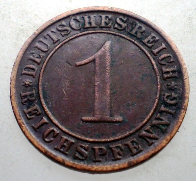 B.185 GERMANIA WEIMAR 1 REICHSPFENNIG 1933 A foto