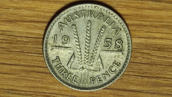 Australia - moneda de colectie argint threepence - 3 pence 1958- stare f buna