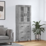 vidaXL Dulap &icirc;nalt, gri beton, 69,5x34x180, lemn compozit