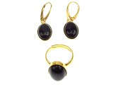 Set argint placat cu aur cu onix 14x10 MM
