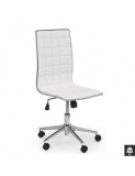 Cumpara ieftin Scaun birou HM Tirol, Ergonomic, Piele ecologica, Cadru cromat, Inaltime ajustabila, 90 kg, 107x44x41 cm, Alb