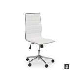Scaun birou HM Tirol, Ergonomic, Piele ecologica, Cadru cromat, Inaltime ajustabila, 90 kg, 107x44x41 cm, Alb
