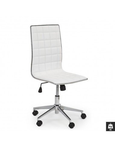 Scaun birou HM Tirol, Ergonomic, Piele ecologica, Cadru cromat, Inaltime ajustabila, 90 kg, 107x44x41 cm, Alb