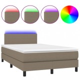 Cumpara ieftin Pat cu arcuri, saltea si LED, gri taupe, 120x200 cm, textil