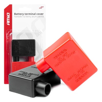 Set capace borne baterie; cauciuc, set 2 buc. Negru + Rosu, AMIO AutoDrive ProParts foto
