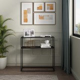 Masa consola Kuhmo 80x80x30cm metal negru cu raft [en.casa] HausGarden Leisure, [en.casa]