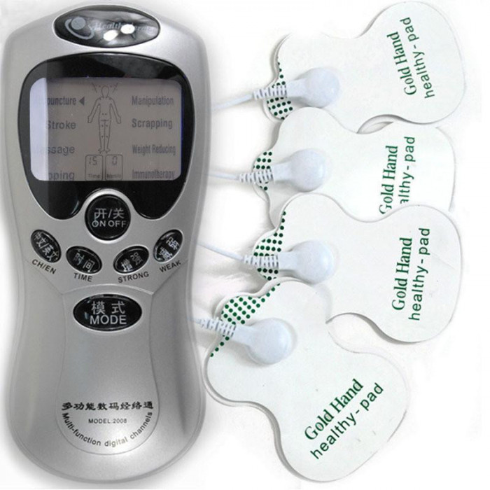 Aparat Health Herald de fizioterapie, electrostimulare cu 4 electrozi