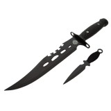 Cumpara ieftin Cutit de vanatoare IdeallStore&reg;, Goldur Blade, 36 cm, negru, husa piele, cutit aruncat inclus