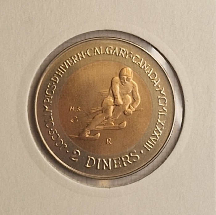 Andorra, 2 Diners 1985 - Joan Mart&iacute; i Alanis XV Winter Olympic Games, KM#27, tiraj 11.000