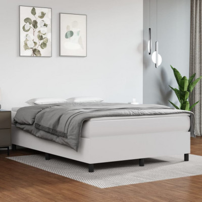 vidaXL Cadru de pat box spring, alb, 140x190 cm, piele ecologică foto