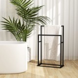 Cumpara ieftin Suport de prosoape autonom, negru, 48x24x78,5 cm, fier