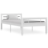Cumpara ieftin Cadru de pat, alb si negru, 100 x 200 cm, metal