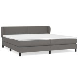 Cumpara ieftin Pat cu arcuri, cu saltea, gri, 200x200 cm, piele ecologica