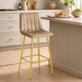 Scaun de bucatarie/bar, Artool, Pozza, catifea maro, picioare metal auriu, 43x49x102 cm GartenVIP DiyLine
