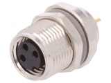 Conector M8 mamă PIN 3 neekranat soclu IP67 60V 2,5-4,5mm