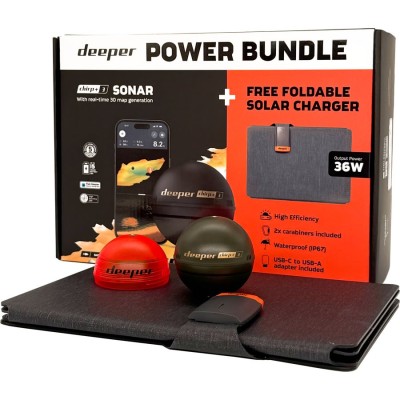 Set Sonar DEEPER Smart Chiro+ 3.0 + Incarcator Solar 36w foto