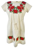 Rochie casual dama R777, bej/rosu , marime S, bej/rosu, Bumbac
