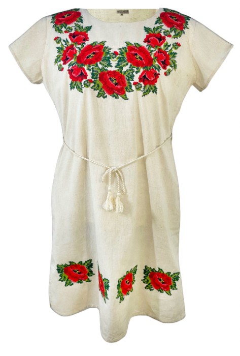 Rochie casual dama R777, bej/rosu , marime 2XL, bej/rosu