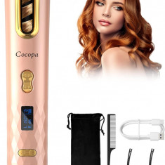 Ondulator de păr Hr Curler Pink Cocopa, ondulator de păr automat cu afișaj LCD ș