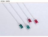 Cumpara ieftin Cercei Lungi din Argint 925 Tip Fir cu Cristal Dreptunghiular Emerald Cut