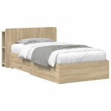 vidaXL Cadru de pat cu depozitare Stejar Sonoma 100 x 200 cm 3433723