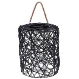 Cumpara ieftin Felinar plastic negru cu pahar sticla 28 x 35 cm